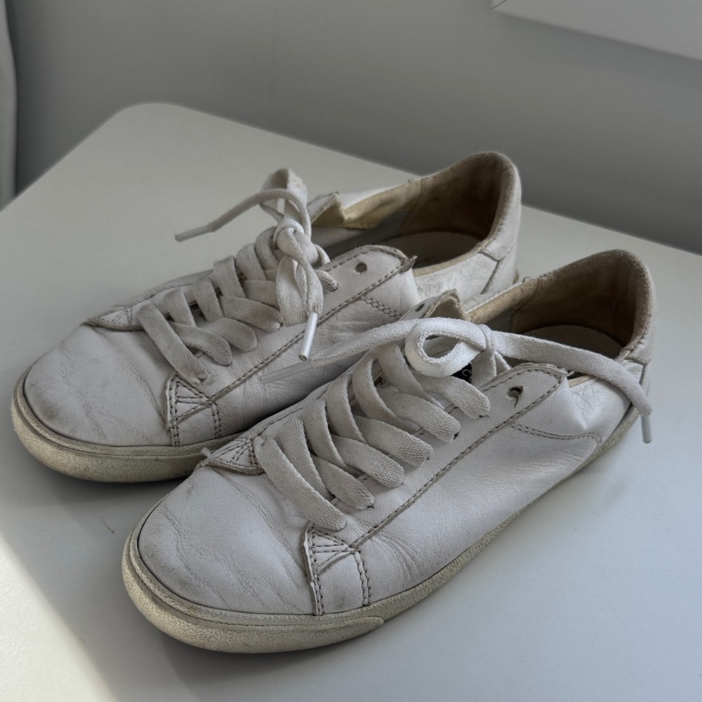 Distressed! Cole Haan White Leather Lace-Up Sneakers